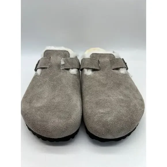 Birkenstock Boston Shearling Stone Coin Suede Leather Men's Size 12 New